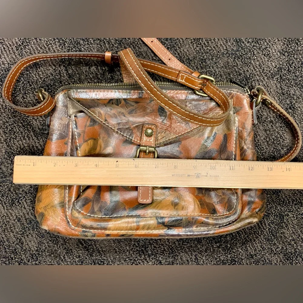 PATRICIA NASH Avellino Italian Leather‎ Floral Brown Crossbody Shoulder Bag